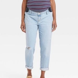 Isabel Maternity Light Wash Denim Underbelly Boyfriend Maternity Jeans Size 8